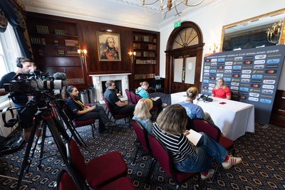 040925 - Wales Women RWC Media Conference - Wales co-captain Alex Callender during a media conference ahead of Wales’ final Women’s Rugby World Cup match against Fiji