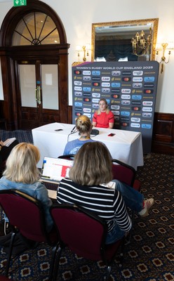 040925 - Wales Women RWC Media Conference - Wales co-captain Alex Callender during a media conference ahead of Wales’ final Women’s Rugby World Cup match against Fiji