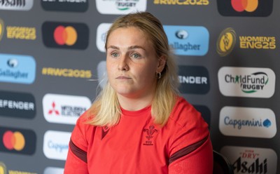 040925 - Wales Women RWC Media Conference - Wales co-captain Alex Callender during a media conference ahead of Wales’ final Women’s Rugby World Cup match against Fiji