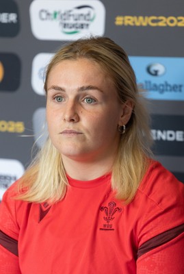 040925 - Wales Women RWC Media Conference - Wales co-captain Alex Callender during a media conference ahead of Wales’ final Women’s Rugby World Cup match against Fiji