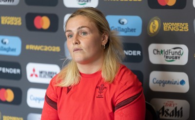 040925 - Wales Women RWC Media Conference - Wales co-captain Alex Callender during a media conference ahead of Wales’ final Women’s Rugby World Cup match against Fiji