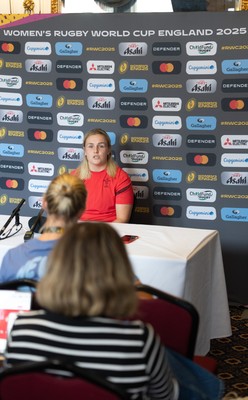 040925 - Wales Women RWC Media Conference - Wales co-captain Alex Callender during a media conference ahead of Wales’ final Women’s Rugby World Cup match against Fiji