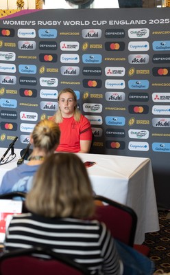 040925 - Wales Women RWC Media Conference - Wales co-captain Alex Callender during a media conference ahead of Wales’ final Women’s Rugby World Cup match against Fiji