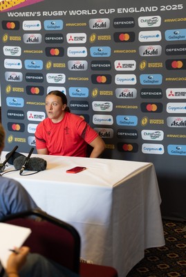 040925 - Wales Women RWC Media Conference - Wales’ Lleucu George during a media conference ahead of Wales’ final Women’s Rugby World Cup match against Fiji