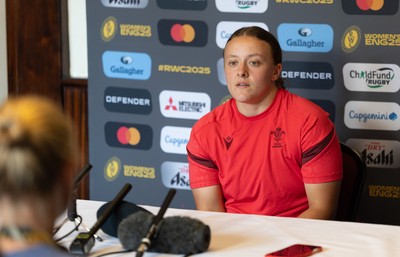 040925 - Wales Women RWC Media Conference - Wales’ Lleucu George during a media conference ahead of Wales’ final Women’s Rugby World Cup match against Fiji
