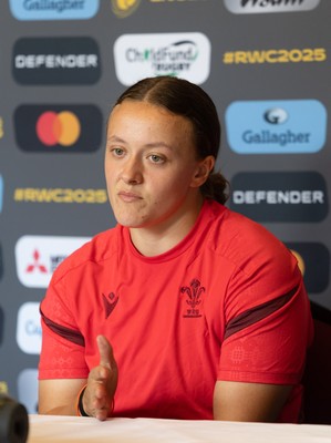 040925 - Wales Women RWC Media Conference - Wales’ Lleucu George during a media conference ahead of Wales’ final Women’s Rugby World Cup match against Fiji