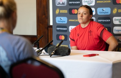 040925 - Wales Women RWC Media Conference - Wales’ Lleucu George during a media conference ahead of Wales’ final Women’s Rugby World Cup match against Fiji