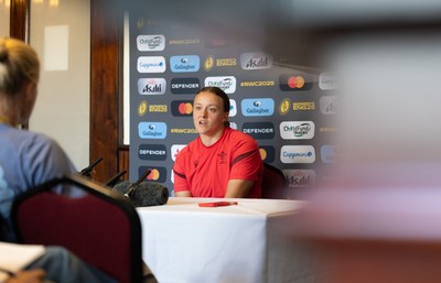 040925 - Wales Women RWC Media Conference - Wales’ Lleucu George during a media conference ahead of Wales’ final Women’s Rugby World Cup match against Fiji