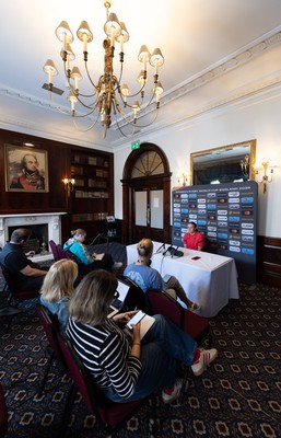 040925 - Wales Women RWC Media Conference - Wales’ Lleucu George during a media conference ahead of Wales’ final Women’s Rugby World Cup match against Fiji