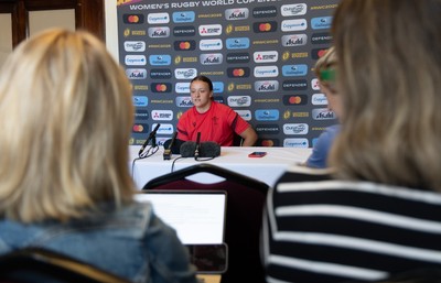 040925 - Wales Women RWC Media Conference - Wales’ Lleucu George during a media conference ahead of Wales’ final Women’s Rugby World Cup match against Fiji