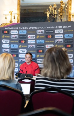 040925 - Wales Women RWC Media Conference - Wales’ Lleucu George during a media conference ahead of Wales’ final Women’s Rugby World Cup match against Fiji
