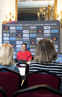 040925 - Wales Women RWC Media Conference - Wales’ Lleucu George during a media conference ahead of Wales’ final Women’s Rugby World Cup match against Fiji