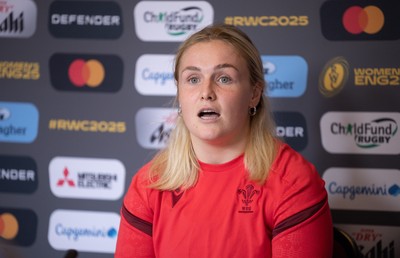 040925 - Wales Women RWC Media Conference - Wales co-captain Alex Callender during a media conference ahead of Wales’ final Women’s Rugby World Cup match against Fiji