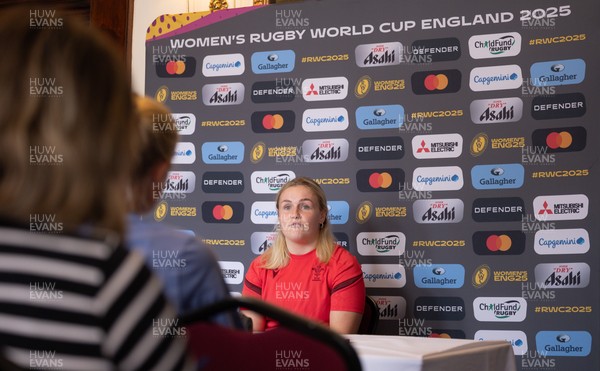 040925 - Wales Women RWC Media Conference - Wales co-captain Alex Callender during a media conference ahead of Wales’ final Women’s Rugby World Cup match against Fiji