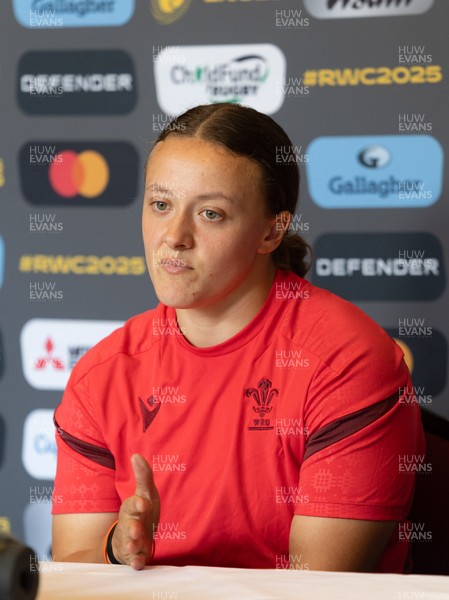040925 - Wales Women RWC Media Conference - Wales’ Lleucu George during a media conference ahead of Wales’ final Women’s Rugby World Cup match against Fiji