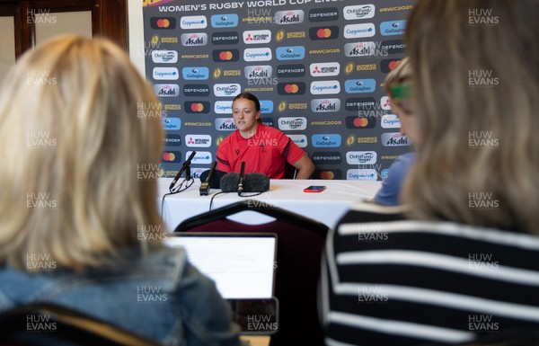 040925 - Wales Women RWC Media Conference - Wales’ Lleucu George during a media conference ahead of Wales’ final Women’s Rugby World Cup match against Fiji