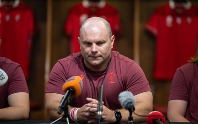 120825 - Wales Women Rugby World Cup Media Conference - Sean Lynn, Wales Women head coach, during a media conference at The Principality Stadium ahead of the Rugby World Cup