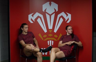 120825 - Wales Women Rugby World Cup Media Conference - Branwen Metcalfe and Nel Metcalfe during a media conference at The Principality Stadium ahead of the Rugby World Cup