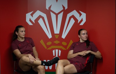 120825 - Wales Women Rugby World Cup Media Conference - Branwen Metcalfe and Nel Metcalfe during a media conference at The Principality Stadium ahead of the Rugby World Cup