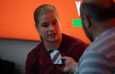120825 - Wales Women Rugby World Cup Media Conference - Bethan Lewis during a media conference at The Principality Stadium ahead of the Rugby World Cup
