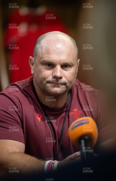 120825 - Wales Women Rugby World Cup Media Conference - Sean Lynn, Wales Women head coach, during a media conference at The Principality Stadium ahead of the Rugby World Cup