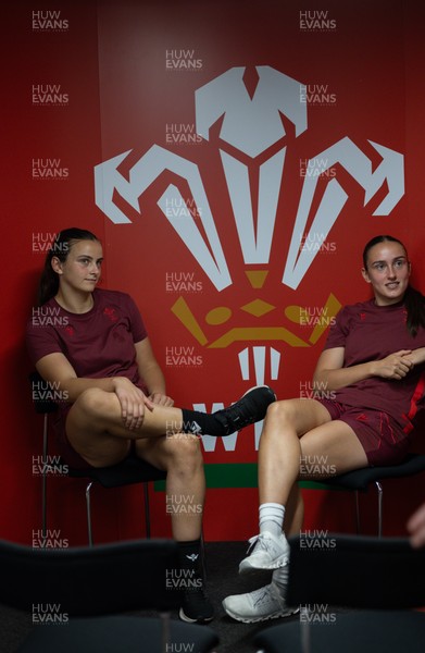 120825 - Wales Women Rugby World Cup Media Conference - Branwen Metcalfe and Nel Metcalfe during a media conference at The Principality Stadium ahead of the Rugby World Cup