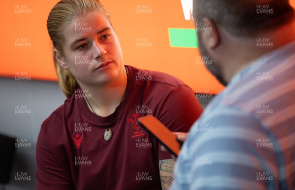 120825 - Wales Women Rugby World Cup Media Conference - Bethan Lewis during a media conference at The Principality Stadium ahead of the Rugby World Cup