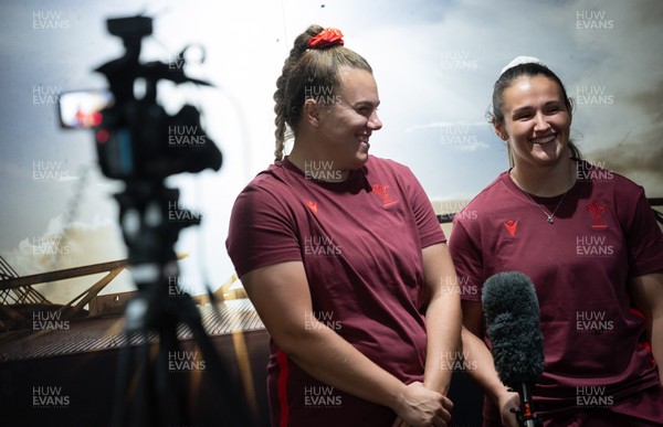 120825 - Wales Women Rugby World Cup Media Conference - Carys Phillips and Kayleigh Powell during a media conference at The Principality Stadium ahead of the Rugby World Cup