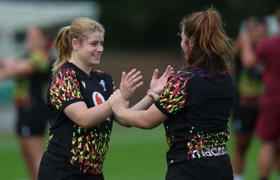 020925 - Wales Women RWC Rugby Training session - Bethan Lewis of Wales and Kate Williams of Wales during rugby training session ahead of their final Women’s Rugby World Cup match against Fiji