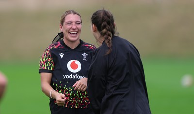 020925 - Wales Women RWC Rugby Training session - Georgia Evans during a rugby training session ahead of Wales’  final Women’s Rugby World Cup match against Fiji