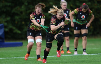 020925 - Wales Women RWC Rugby Training session - Bethan Lewis and Kate Williams during a rugby training session ahead of Wales’  final Women’s Rugby World Cup match against Fiji