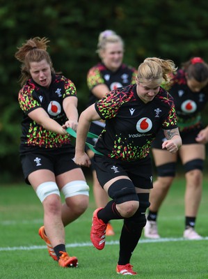 020925 - Wales Women RWC Rugby Training session - Bethan Lewis and Kate Williams during a rugby training session ahead of Wales’  final Women’s Rugby World Cup match against Fiji