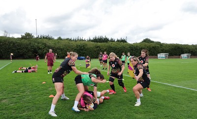 020925 - Wales Women RWC Rugby Training session - Wales squad members during a rugby training session ahead of Wales’  final Women’s Rugby World Cup match against Fiji
