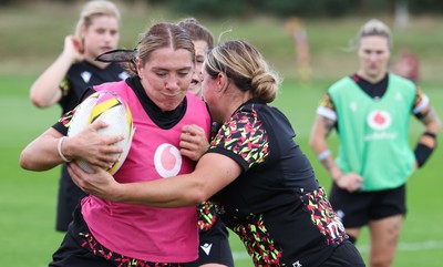 020925 - Wales Women RWC Rugby Training session - Georgia Evans during a rugby training session ahead of Wales’  final Women’s Rugby World Cup match against Fiji