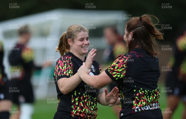020925 - Wales Women RWC Rugby Training session - Bethan Lewis of Wales and Kate Williams of Wales during rugby training session ahead of their final Women’s Rugby World Cup match against Fiji