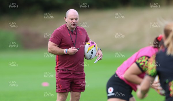 020925 - Wales Women RWC Rugby Training session - Sean Lynn, Wales Women head coach during a rugby training session ahead of Wales’  final Women’s Rugby World Cup match against Fiji