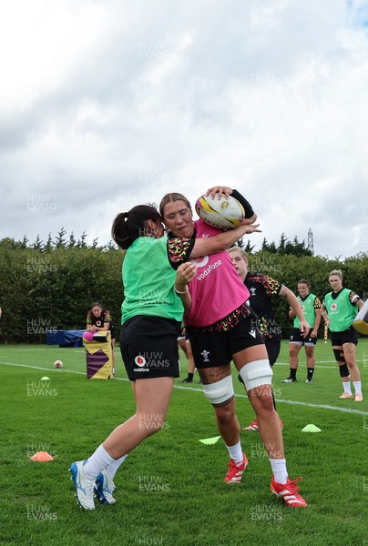 020925 - Wales Women RWC Rugby Training session - Georgia Evans during a rugby training session ahead of Wales’  final Women’s Rugby World Cup match against Fiji