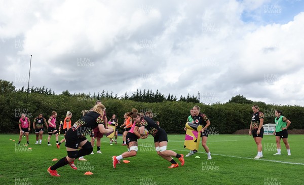 020925 - Wales Women RWC Rugby Training session - Wales squad members during a rugby training session ahead of Wales’  final Women’s Rugby World Cup match against Fiji