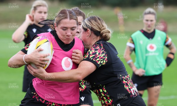 020925 - Wales Women RWC Rugby Training session - Georgia Evans during a rugby training session ahead of Wales’  final Women’s Rugby World Cup match against Fiji