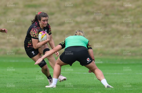 020925 - Wales Women RWC Rugby Training session - Branwen Metcalfe during a rugby training session ahead of Wales’ final Women’s Rugby World Cup match against Fiji