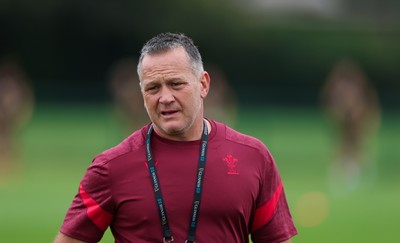 190825 - Wales Women Rugby World Cup Training Session - Shaun Connor, Wales Women attack coach during a Wales training session ahead of their first Women’s Rugby World Cup match against Scotland