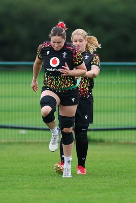 190825 - Wales Women Rugby World Cup Training Session - Gwen Crabb and Bethan Lewis during a Wales training session ahead of their first Women’s Rugby World Cup match against Scotland