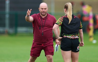 190825 - Wales Women Rugby World Cup Training Session - Sean Lynn, Wales Women head coach, during a Wales training session ahead of their first Women’s Rugby World Cup match against Scotland