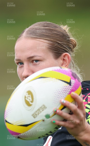 190825 - Wales Women Rugby World Cup Training Session - Carys Cox during a Wales training session ahead of their first Women’s Rugby World Cup match against Scotland