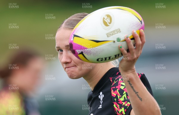 190825 - Wales Women Rugby World Cup Training Session - Carys Cox during a Wales training session ahead of their first Women’s Rugby World Cup match against Scotland