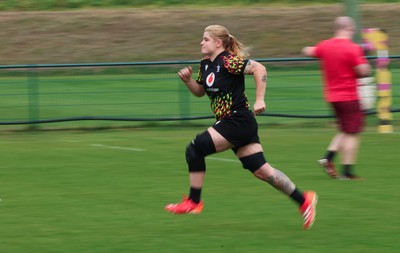 210825 - Wales Women Rugby World Cup Training Session - Bethan Lewis during a Wales training session ahead of their first Women’s Rugby World Cup match against Scotland