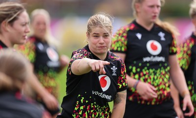 210825 - Wales Women Rugby World Cup Training Session - Bethan Lewis during a Wales training session ahead of their first Women’s Rugby World Cup match against Scotland