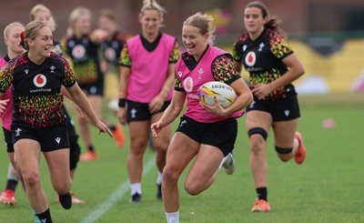 210825 - Wales Women Rugby World Cup Training Session - Carys Cox during a Wales training session ahead of their first Women’s Rugby World Cup match against Scotland