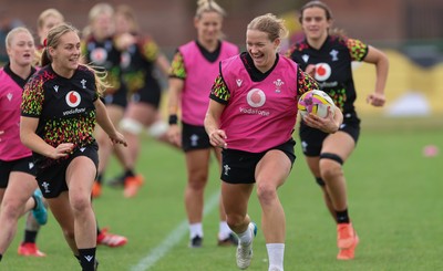 210825 - Wales Women Rugby World Cup Training Session - Carys Cox during a Wales training session ahead of their first Women’s Rugby World Cup match against Scotland