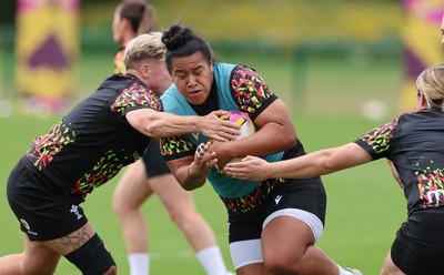 210825 - Wales Women Rugby World Cup Training Session - Sisilia Tuipulotu during a Wales training session ahead of their first Women’s Rugby World Cup match against Scotland